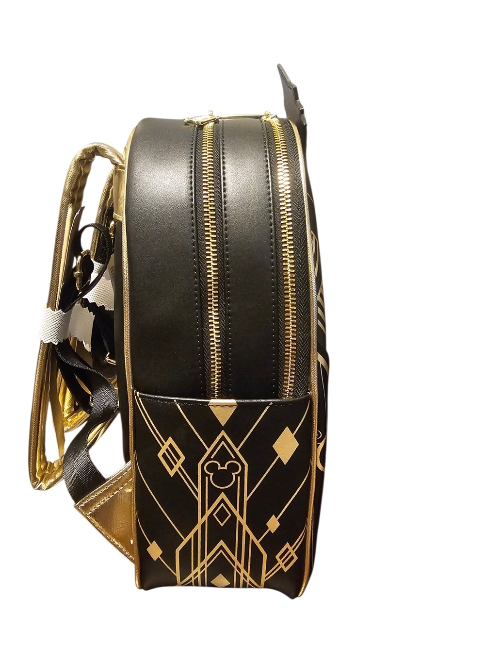 Disney Black & Gold Art Deco Mickey & Minnie Great Gatsby Backpack - Picture 7 of 10